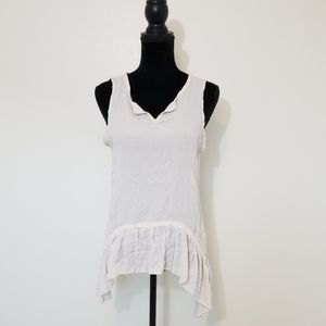 Living doll flowy ivory top with ruffle hem